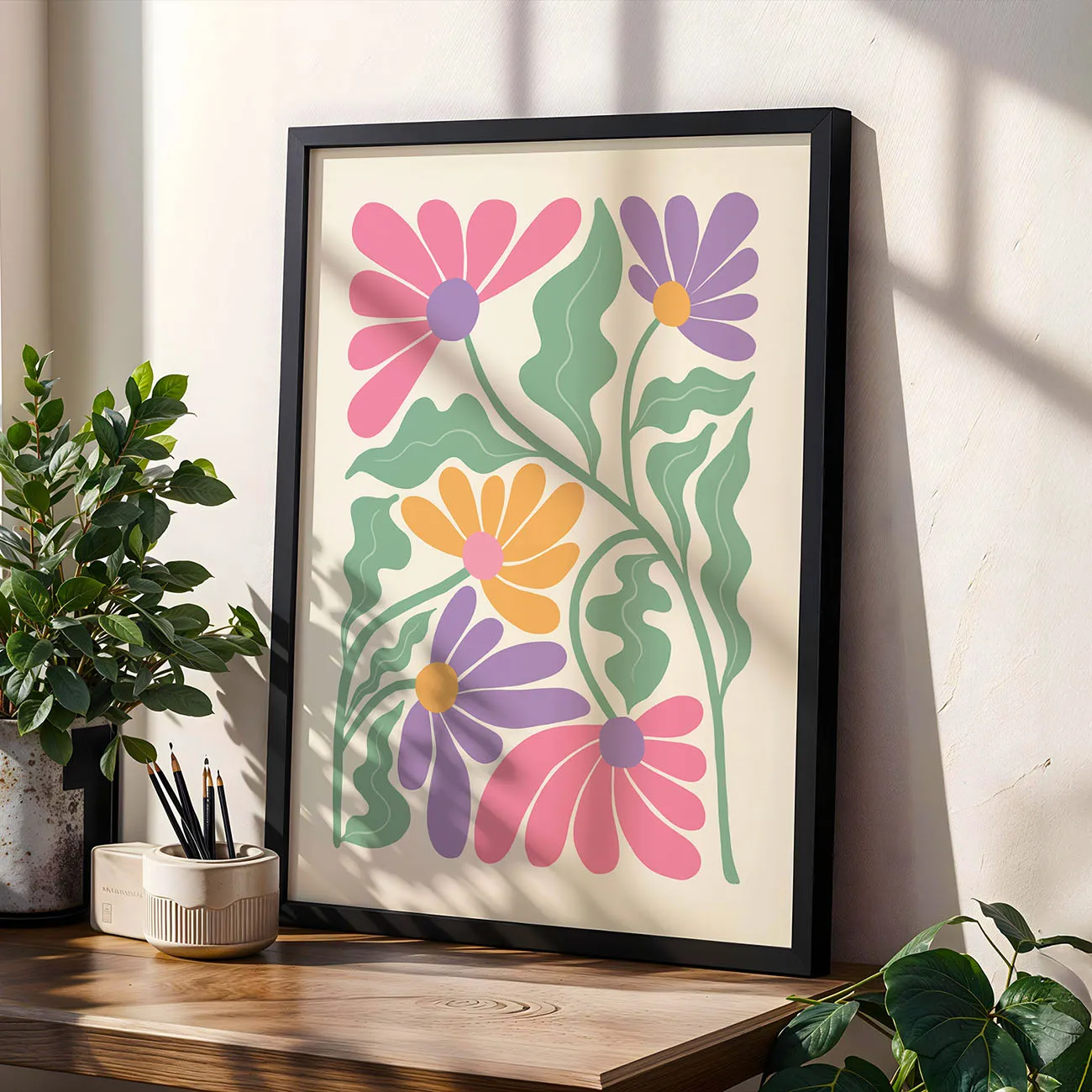 Wandbild mit bunten Blumen II
