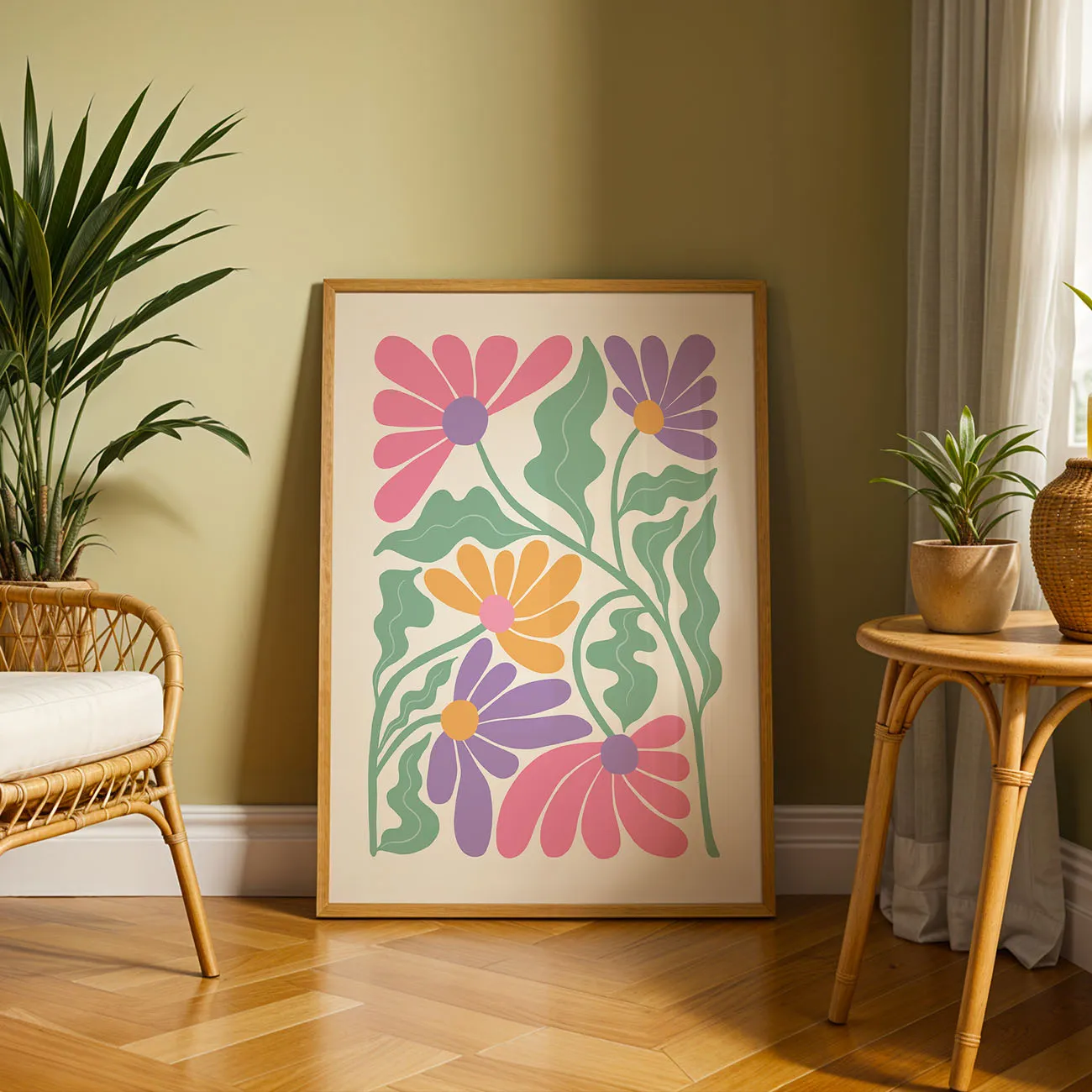Wandbild mit bunten Blumen II