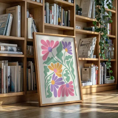 Wandbild mit bunten Blumen II