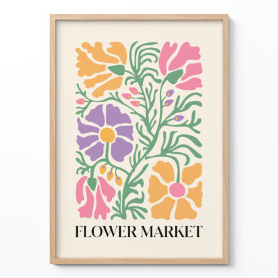 Flower Market Poster – Retro Colorful Botanical Wall Art