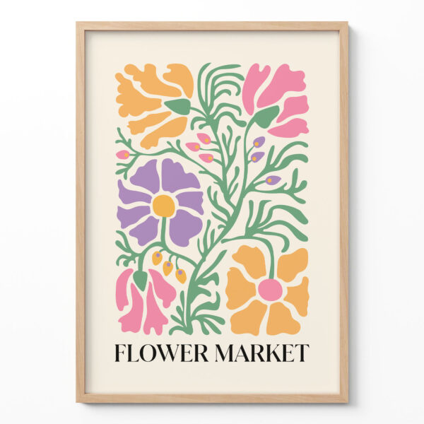 Flower Market Poster – Retro Colorful Botanical Wall Art