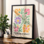 Flower Market Poster – Retro Colorful Botanical Wall Art