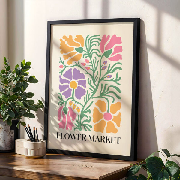 Flower Market Poster – Retro Colorful Botanical Wall Art