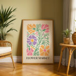 Flower Market Poster – Retro Colorful Botanical Wall Art