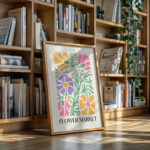 Flower Market Poster – Retro Colorful Botanical Wall Art