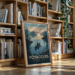 National Park Poster – Retro Voyageurs Canoe Wall Art