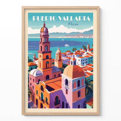 Mexico Travel Poster – Puerto Vallarta Vintage Wall Art