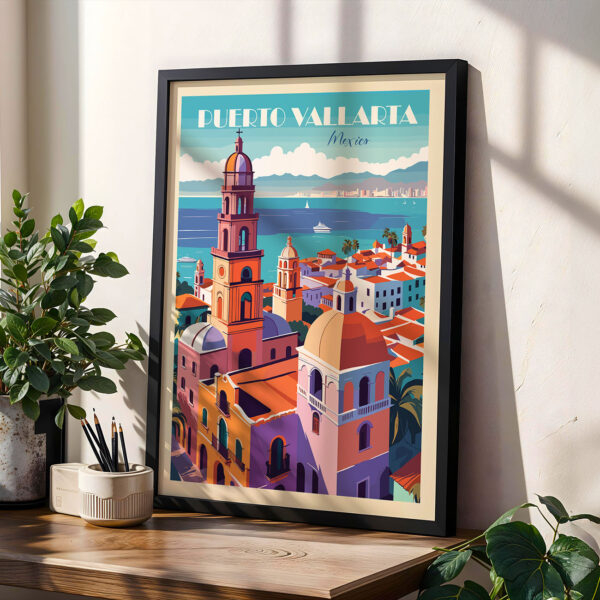 Florence Poster – Travel Wall Art Architectural Print Mexico Travel Poster – Puerto Vallarta Vintage Wall Art