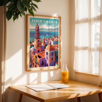 Mexico Travel Poster – Puerto Vallarta Vintage Wall Art