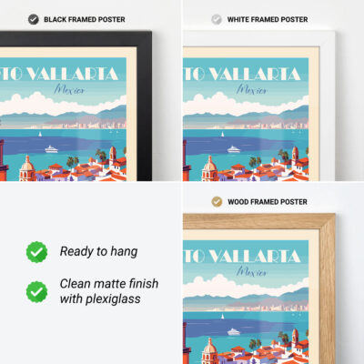 Mexico Travel Poster – Puerto Vallarta Vintage Wall Art