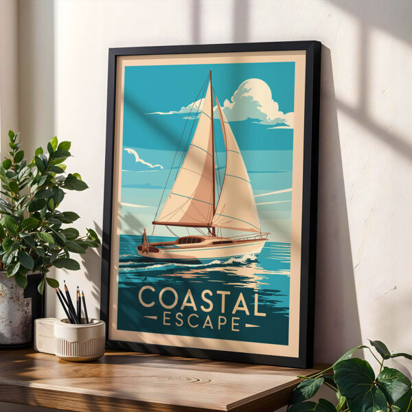 Sailboat Wall Art – Coastal Nautical Poster Print