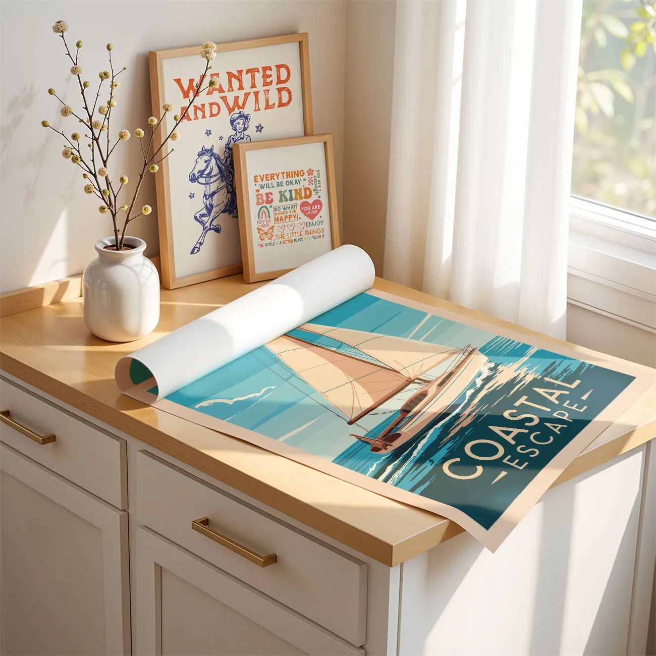Wandbild – Segelboot und Meeresruhe