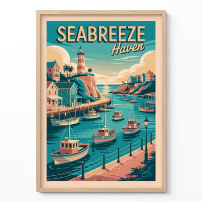 Coastal Wall Art – Nautical Harbor Haven Print