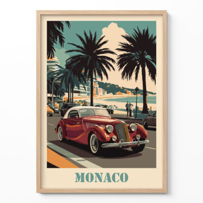 Monaco Car Poster – Vintage Wall Art for Home Decor