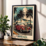 Monaco Car Poster – Vintage Wall Art for Home Decor