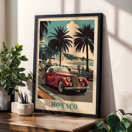 Monaco Retro Car Wall Art