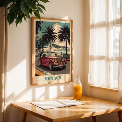 Monaco Retro Car Wall Art