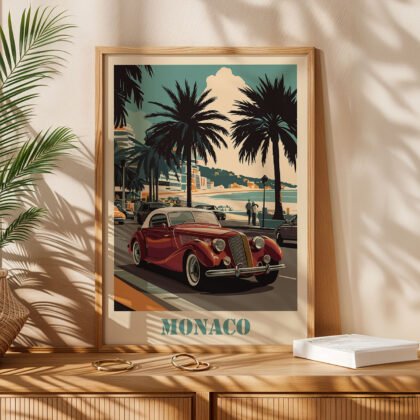 Monaco Retro Car Wall Art