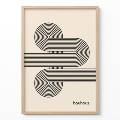 Bauhaus Poster Spiral Connection Black – Minimalist Wall Art