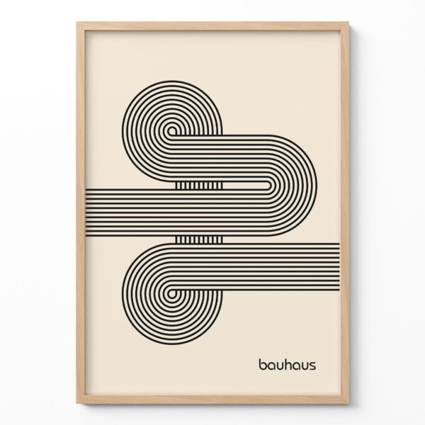 Bauhaus Poster Spiral Connection Black – Minimalist Wall Art