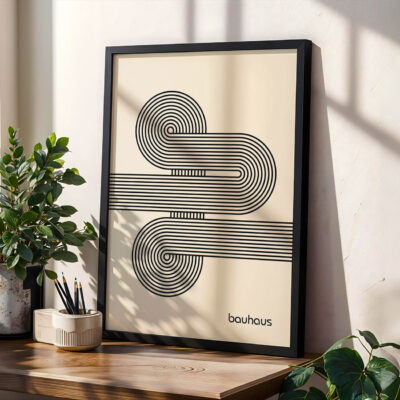 Bauhaus Poster Spiral Connection Black – Minimalist Wall Art