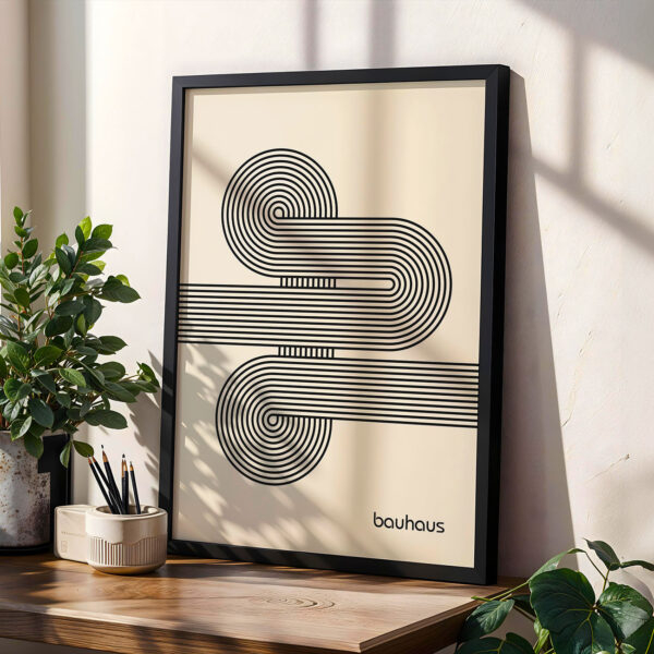 Bauhaus Poster Spiral Connection Black – Minimalist Wall Art