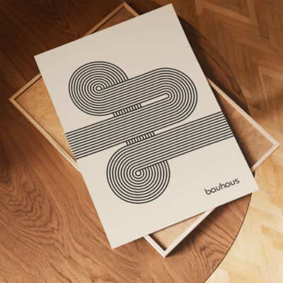 Bauhaus Poster Spiral Connection Black – Minimalist Wall Art