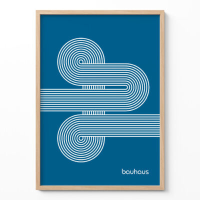 Bauhaus Poster Spiral Connection Blue – Minimalist Wall Art