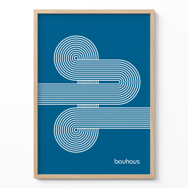 Bauhaus Poster Spiral Connection Blue – Minimalist Wall Art