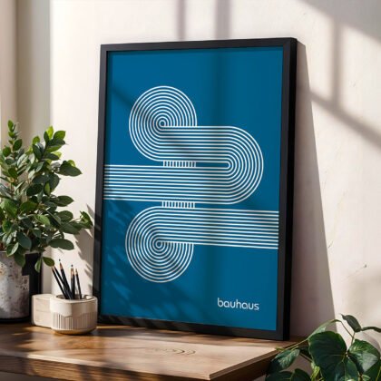 Bauhaus Art Print – Blue Moving Lines