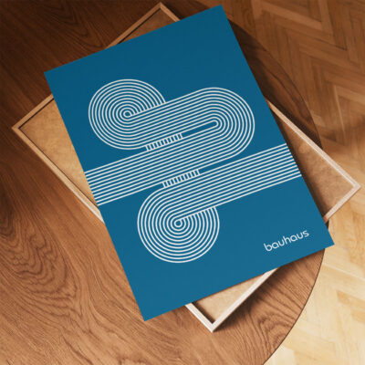Bauhaus Poster Spiral Connection Blue – Minimalist Wall Art