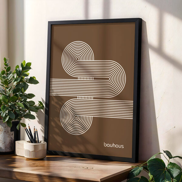 Bauhaus Poster Spiral Connection Brown – Minimalist Wall Art