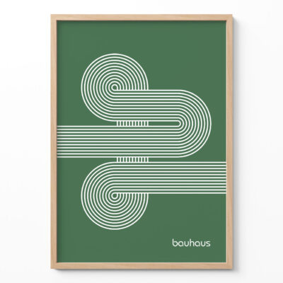 Bauhaus Poster Spiral Connection Green – Minimalist Wall Art