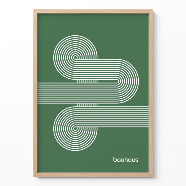 Bauhaus Poster Spiral Connection Green – Minimalist Wall Art