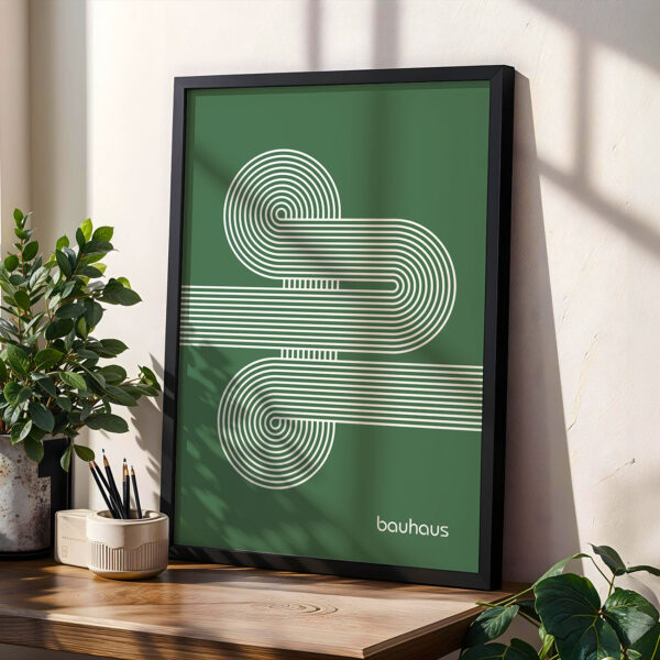 Bauhaus Wall Decor Set of Two – Geometric Retro Posters Bauhaus Poster Spiral Connection Green – Minimalist Wall Art