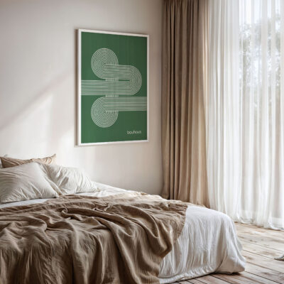 Bauhaus Poster Spiral Connection Green – Minimalist Wall Art