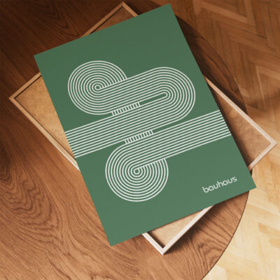 Bauhaus Poster Spiral Connection Green – Minimalist Wall Art