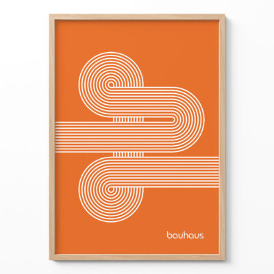 Bauhaus Poster Spiral Connection Orange – Geometric Wall Art
