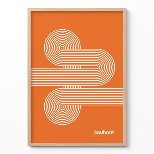 Bauhaus Poster Spiral Connection Orange – Geometric Wall Art