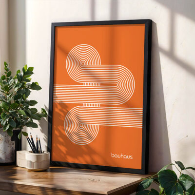 Bauhaus Poster Spiral Connection Orange – Geometric Wall Art