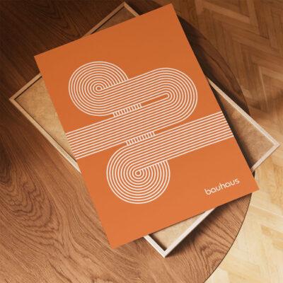 Bauhaus Poster Spiral Connection Orange – Geometric Wall Art