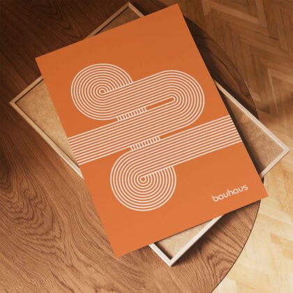 Bauhaus Art Print – Orange Moving Lines
