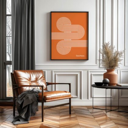 Bauhaus Art Print – Orange Moving Lines