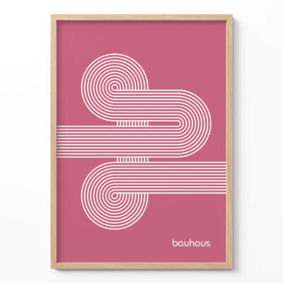 Bauhaus Poster Spiral Connection Pink – Geometric Wall Art