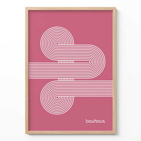 Bauhaus Poster Spiral Connection Pink – Geometric Wall Art