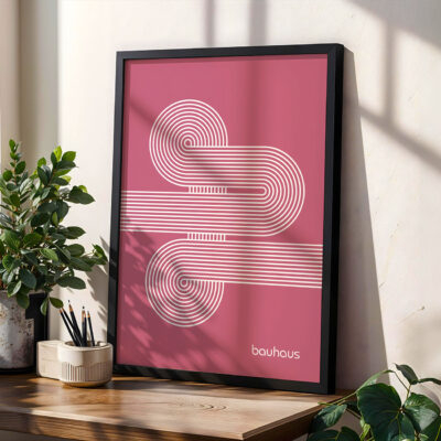 Bauhaus Poster Spiral Connection Pink – Geometric Wall Art