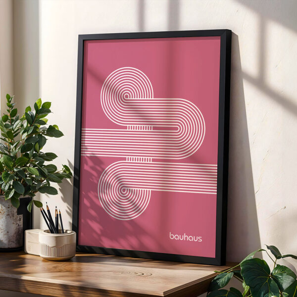 Bauhaus Poster Spiral Connection Pink – Geometric Wall Art