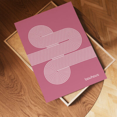 Bauhaus Poster Spiral Connection Pink – Geometric Wall Art