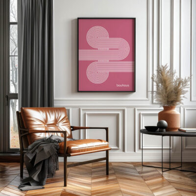 Bauhaus Poster Spiral Connection Pink – Geometric Wall Art