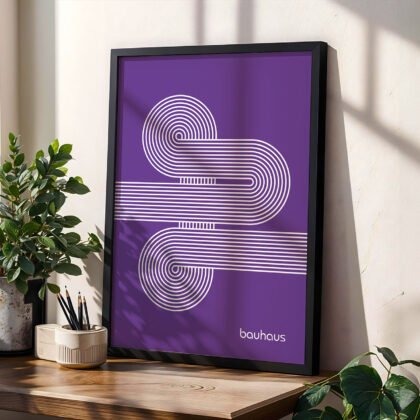 Bauhaus Art Print – Purple Moving Lines